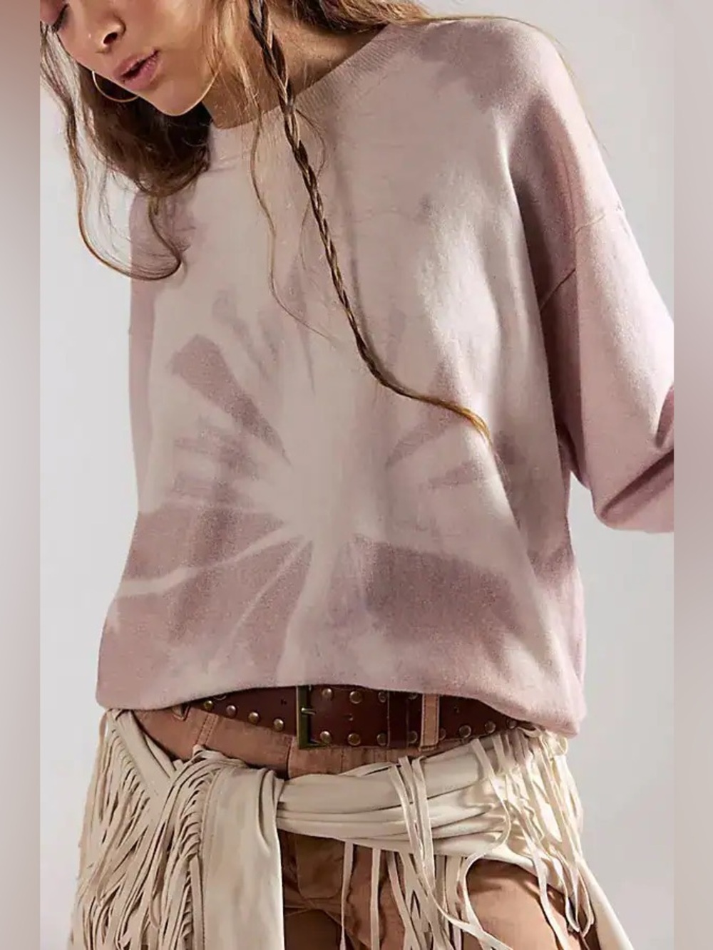 Free People We The Free Nouvelle Pattern Pullover Taupe Dandelion Size Medium